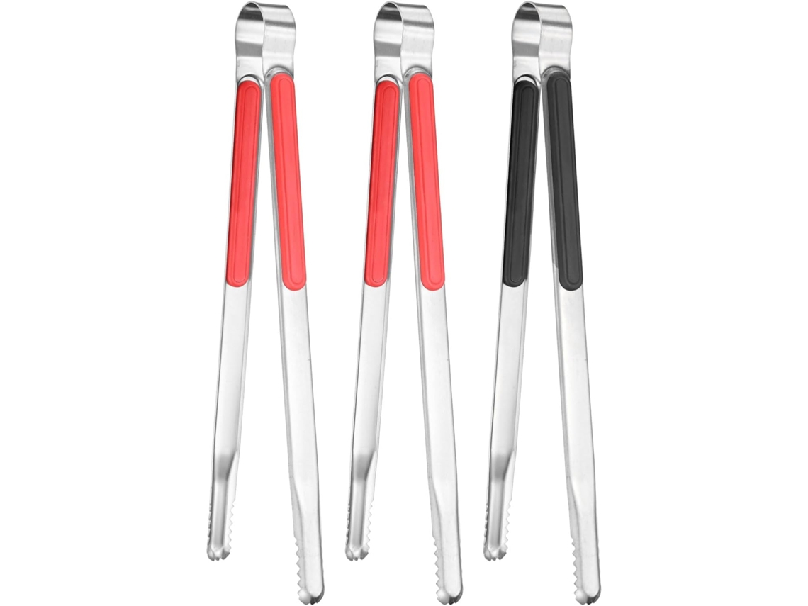 Conjunto De 3 Pinças Para Churrasco M Meterxity, 29, 5cm, Antiderrapantes, Em Aço Inoxidável 410, Com Trava, Para