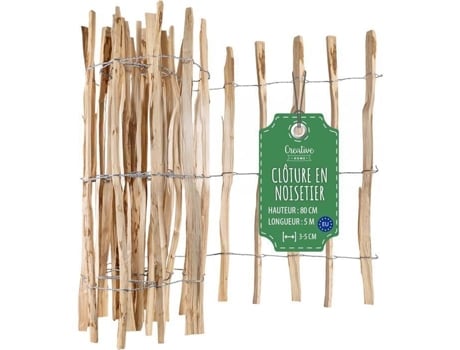 Cerca De Jardim Creative Home Madeira De Avelã Altura 80 Cm Comprimento 5 M Espaçamento 3 5 Cm
