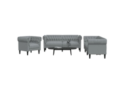 Vidaxl 3 Pcs Conjunto De Sofás Tecido Cinzento-claro