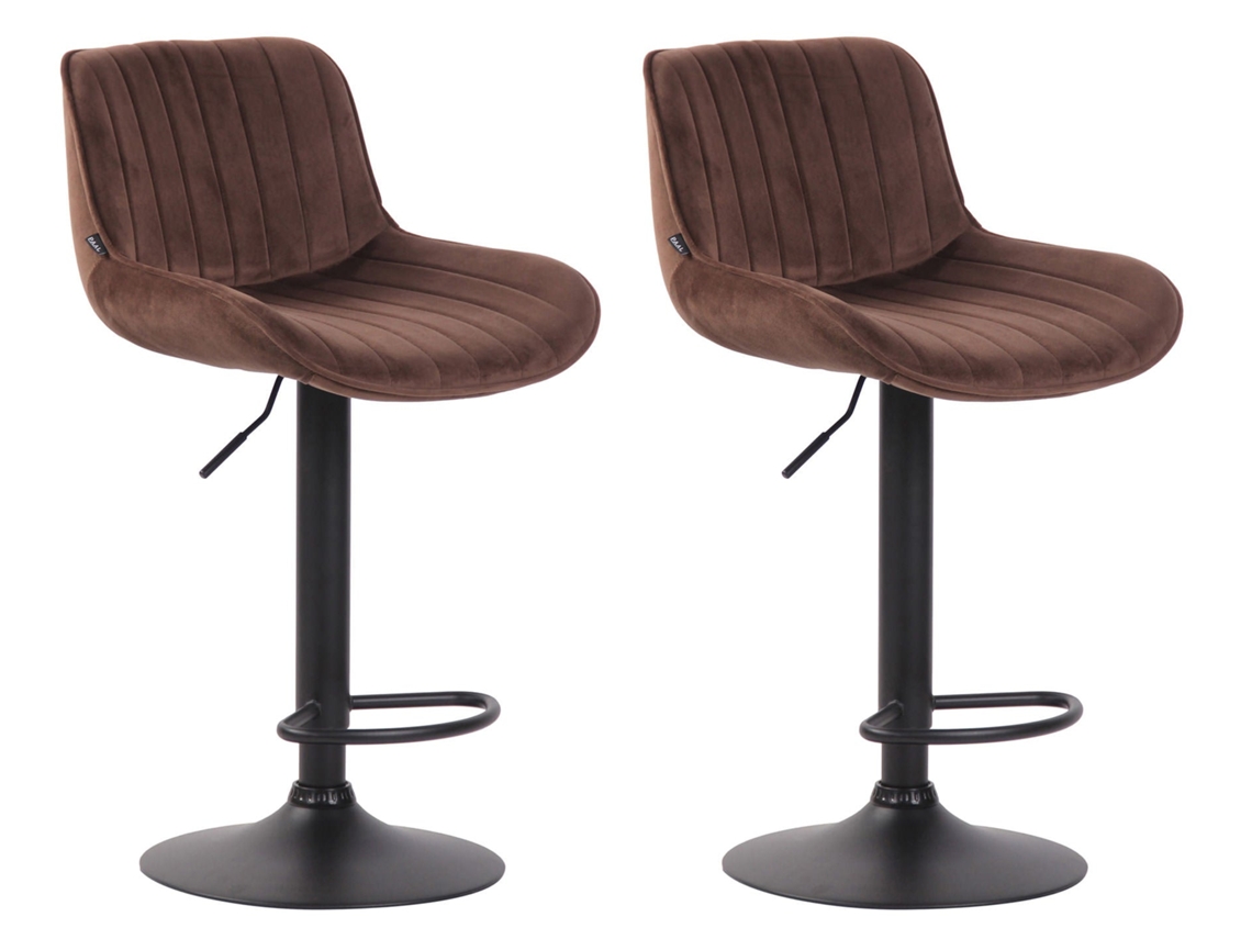 Conjunto de 2 banquetas de bar modernas, confortáveis e ajustáveis, em veludo marrom com base em metal preto em formato de trombeta Tdb10398 Dcoshop26