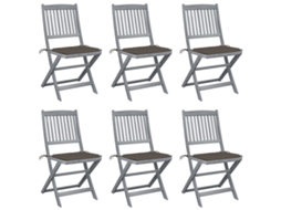 Folding Chair, Folding Chairs Vidaxl Cinzento-acastanhado Madeira De Acácia (n/a)