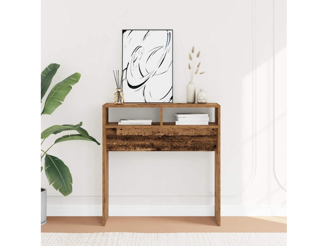 Vidaxl Mesa Consola 78x30x80 Cm Derivados De Madeira Madeira Velha