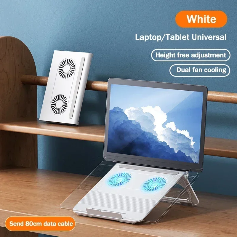 Suporte De Resfriamento Para Laptop (branco), 2 Ventiladores, Dobrável