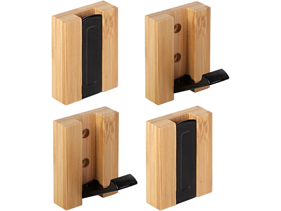 Ganchos De Parede Para Casacos, Conjunto De 4 Peças, Ganchos Retráteis De Bambu Com Adesivo, Compatíveis Com Lenços, Bolsas E Outros Itens