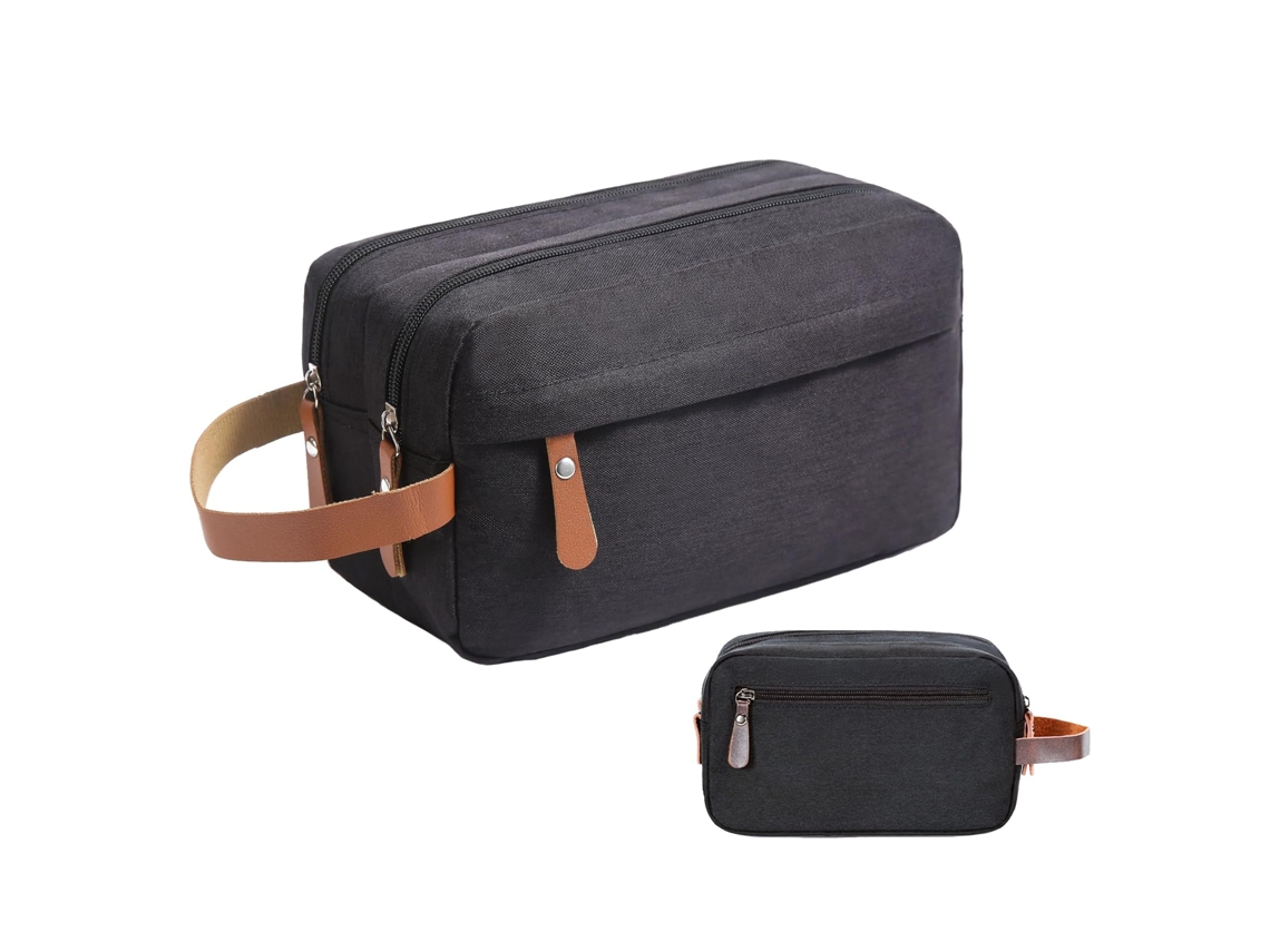 Necessaire Para Homem - Bolsa De Higiene - Bolsa De Viagem - Compartimentos Com Vários Fechos - Poliéster - Preto