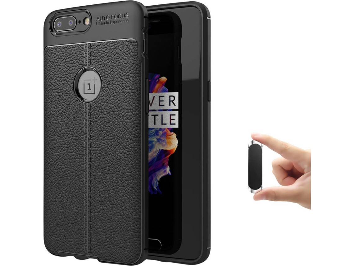 Capa + Suporte Magnético Oneplus 5 Rugged Leather Preto