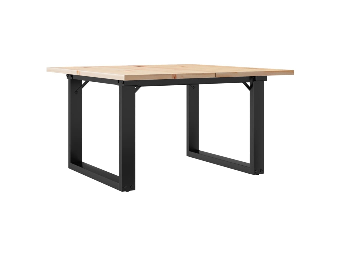 Mesa de centro retangular, estilo industrial, estrutura em formato de O, 70 x 70 x 40 cm, madeira de pinho e aço, Dec036245