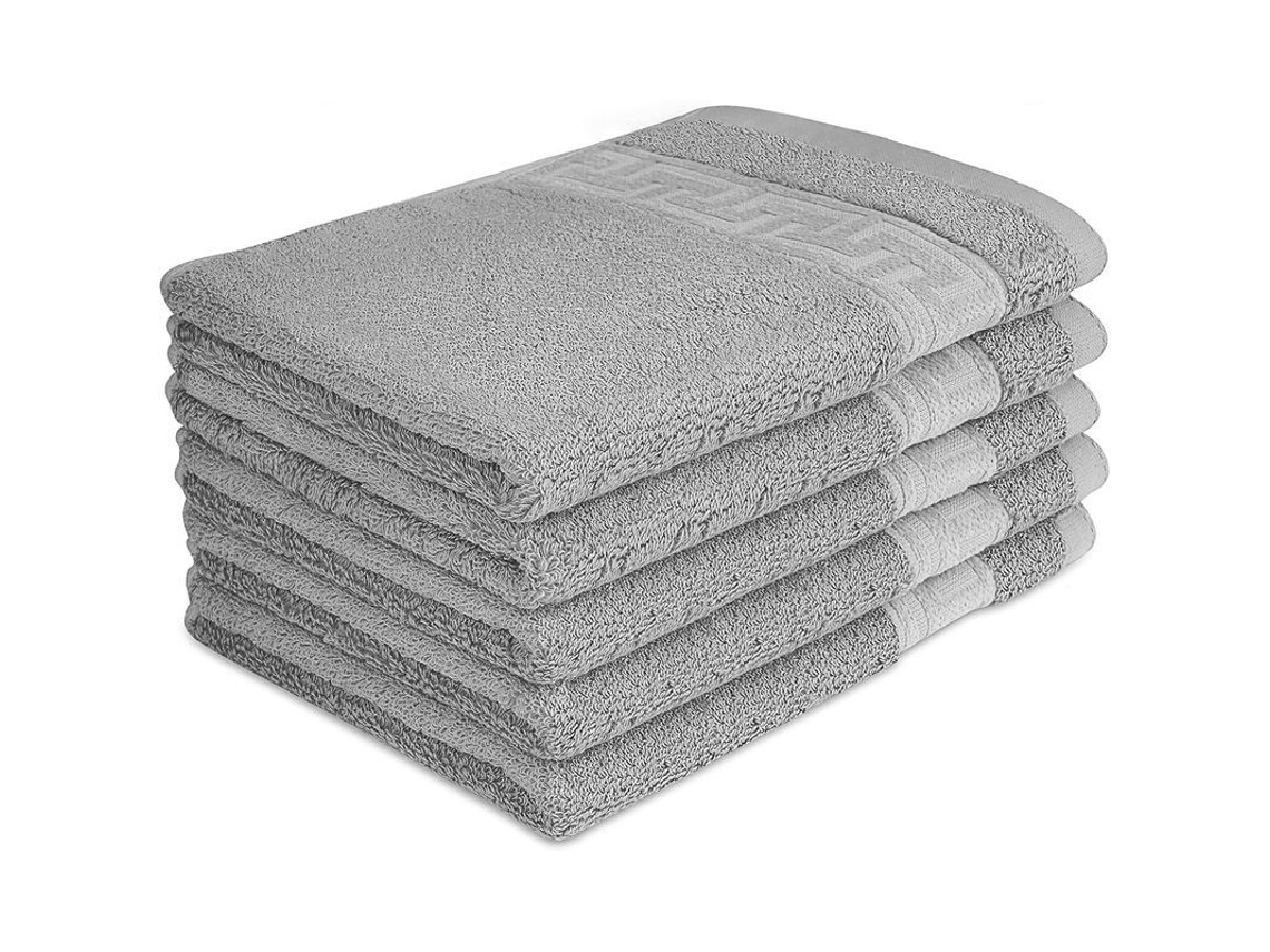 Toalhas de mão premium de algodão macias, absorventes, 34x74cm, para hotel, spa, 5 unidades, cinza | S/MARCA