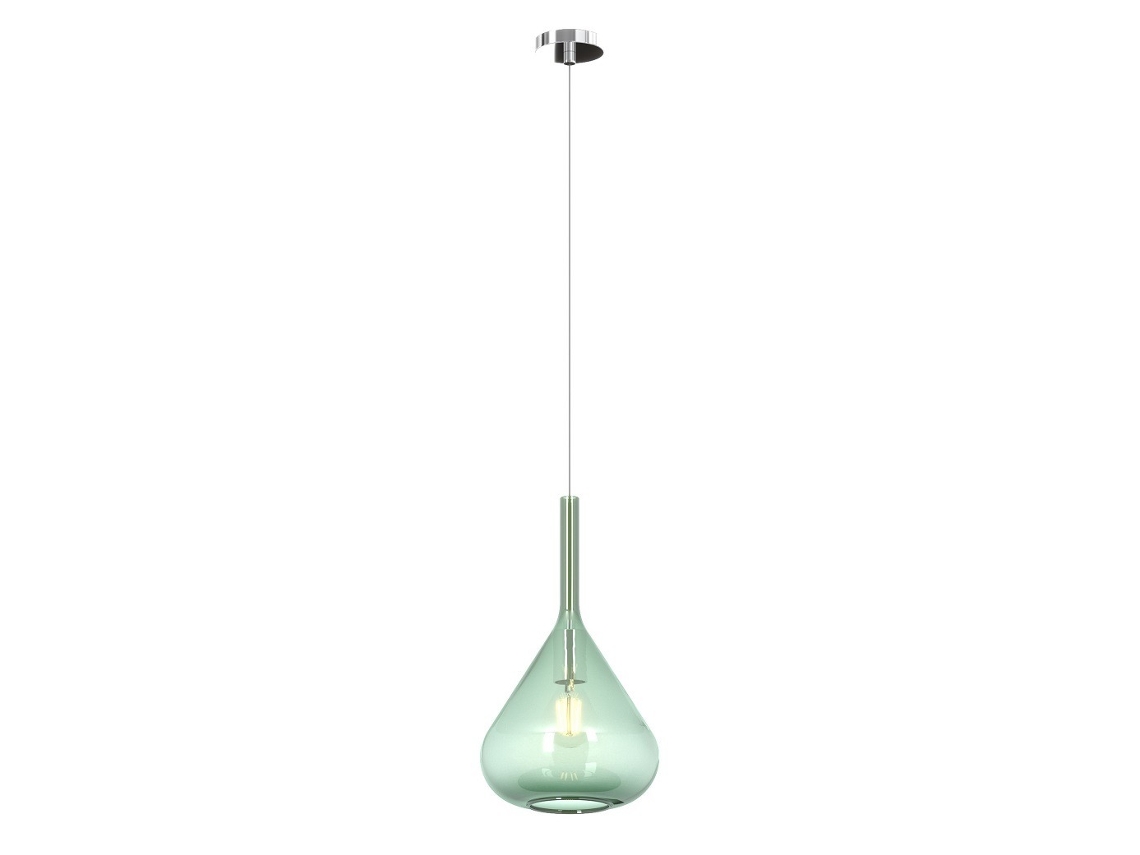 Luminária Pendente Moderna Kona 1 Luz Em Vidro Verde Encaixe E27 Ajustável Até 250cm D.20 Top Light
