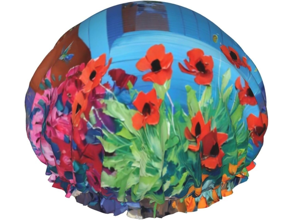 Touca De Banho Com Estampa Floral Para Jardim – Reutilizável, Dupla Camada, Item Essencial Para Viagens, Ideal Para