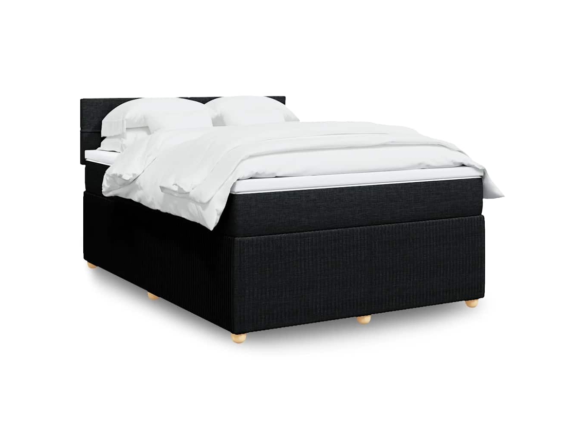 Vidaxl Cama Com Molas/colchão 140x200 Cm Tecido Preto