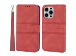 Capa Pega Para Iphone 15 Pro Pele Sintética Vermelho