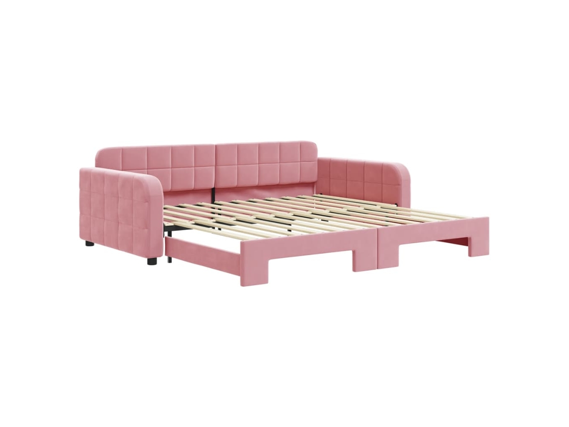 Sofá-cama com gavetão VIDAXL Cor-de-rosa Veludo (100 x 200 cm)