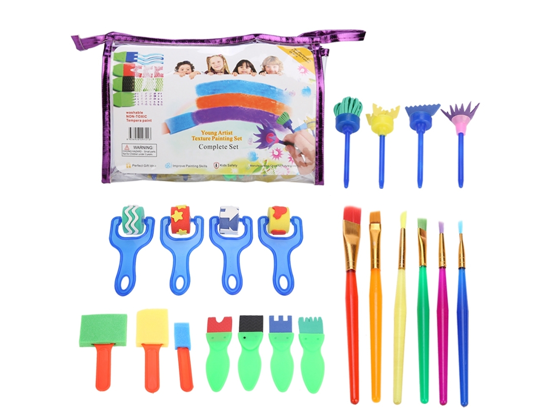 Mali conjunto de Pintura para Crianças 26pcs Pincéis Esponja Selos Ferramentas Brinquedo de Arte