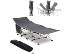 Cama Campismo Dobrável Saco Aço Oxford Cinza 190x68x52cm
