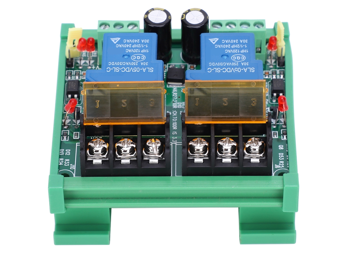 Módulo Relé De Alta Potência 2 Canais 30a Plc 5v/12v Com Isolamento Óptico E Indicadores