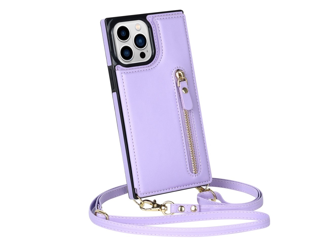 Capa Inch Para Iphone 13 Pro Pele Sintética Anti-choque Anti-riscos Roxo