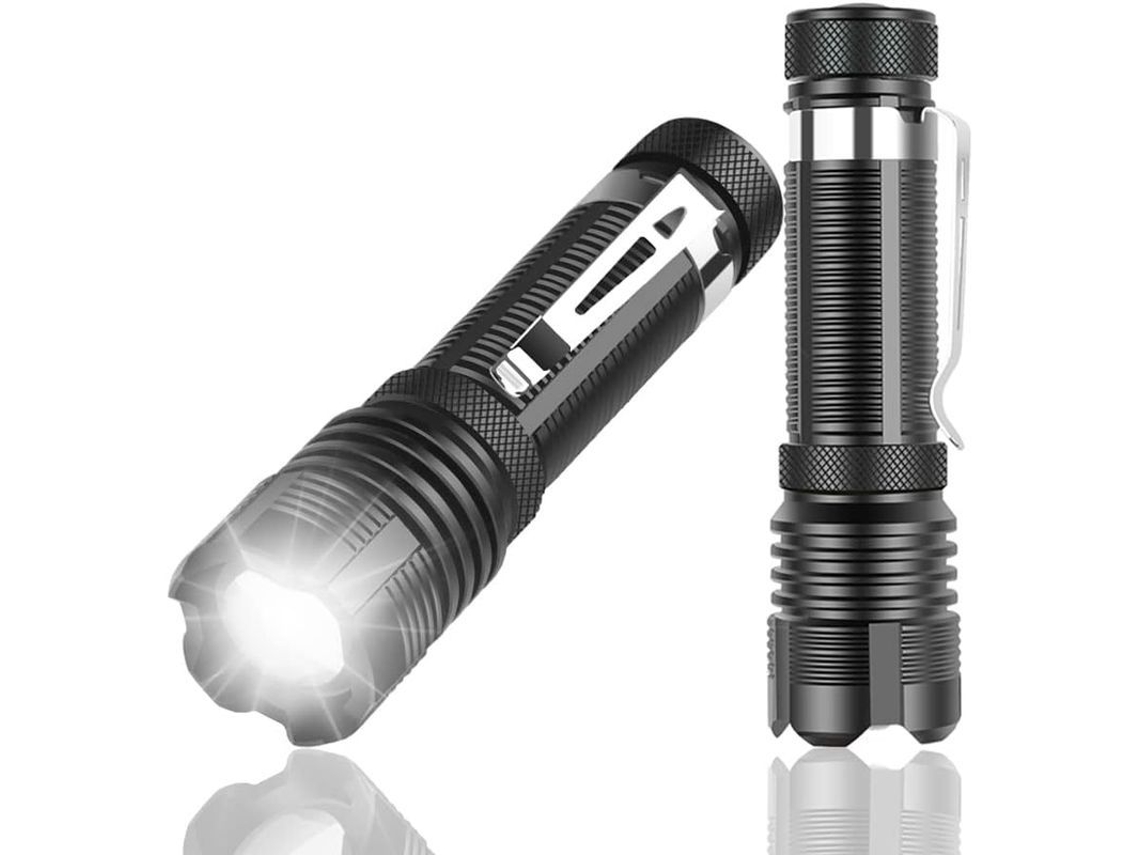 Lanterna LED pequena 4 peças, 500 lumens, 5 modos, zoom, IPX4, classe energética A++ S/MARCA
