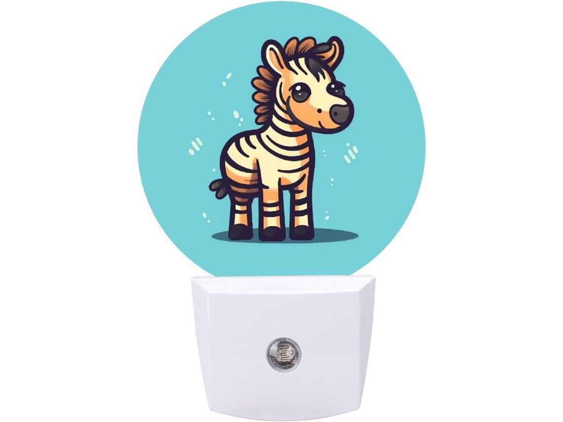 Luminária Noturna com Design Animado de Zebra, Luminária Noturna LED com Sensor de Luz, Luminária Noturna Branca