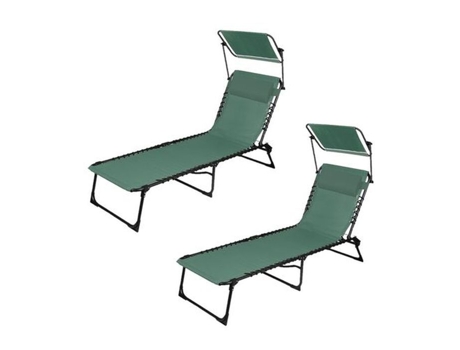 Sunnydays Conjunto De 2 Espreguiçadeiras Com Guarda Sol E Almofada Verde Chá Sunny Days