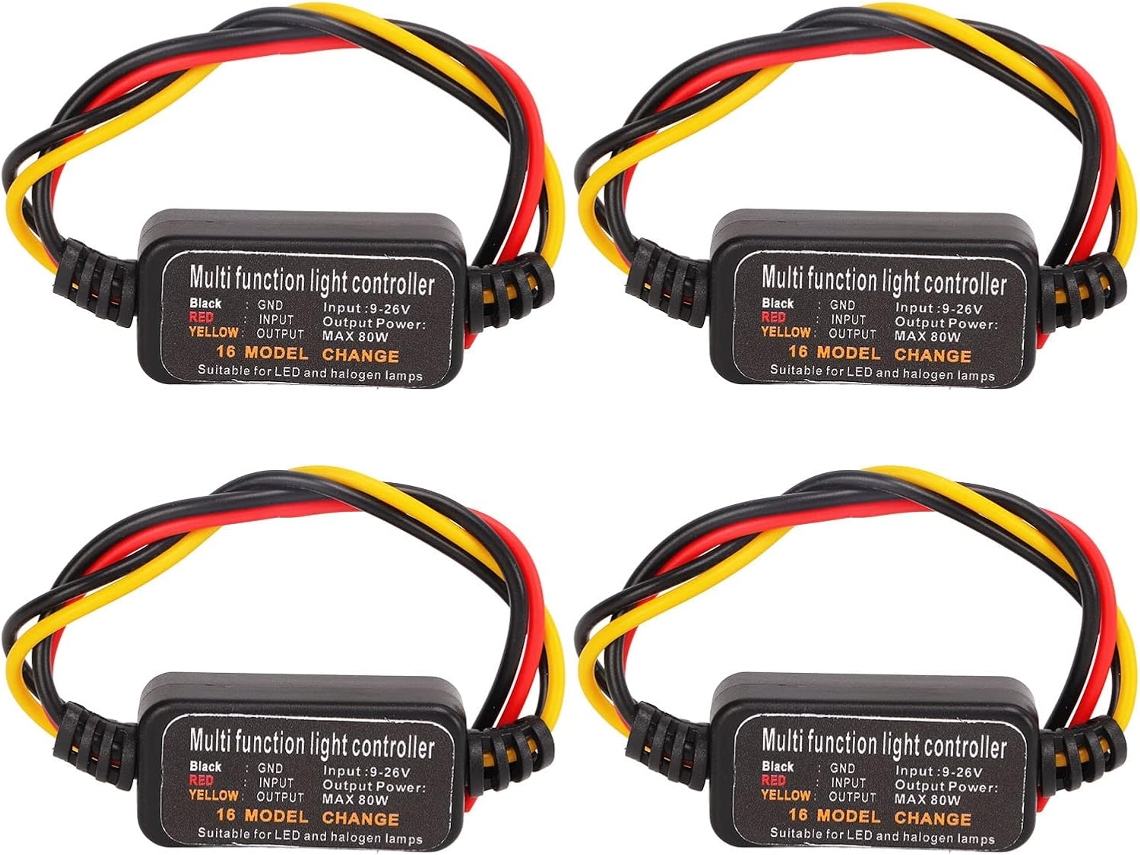 Controlador De Luz Freio Led Com 4 Peças, 9-26v Dc, 16 Modos Ajustáveis, Módulo De Sinalização Para Carro, Motocicleta E
