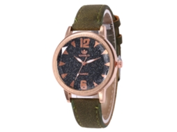 Relógio de pulso analógico de quartzo estilo luxo Zhoulianfa com pulseira de PU (verde militar)