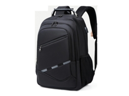 Mochila para Laptop À Prova D'Água Mochila Escolar com Porta de Carregamento Usb para Homens de Negócios de Trabalho-Preto