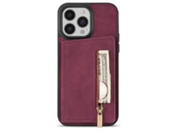 Capa Para Iphone 15 Pro Pele Sintética Vermelho