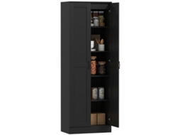 Guarda roupa 2 Portas 5 Prateleiras Estilo Contemporâneo 60x36,5x175cm Preto ZENCORE SERVICES