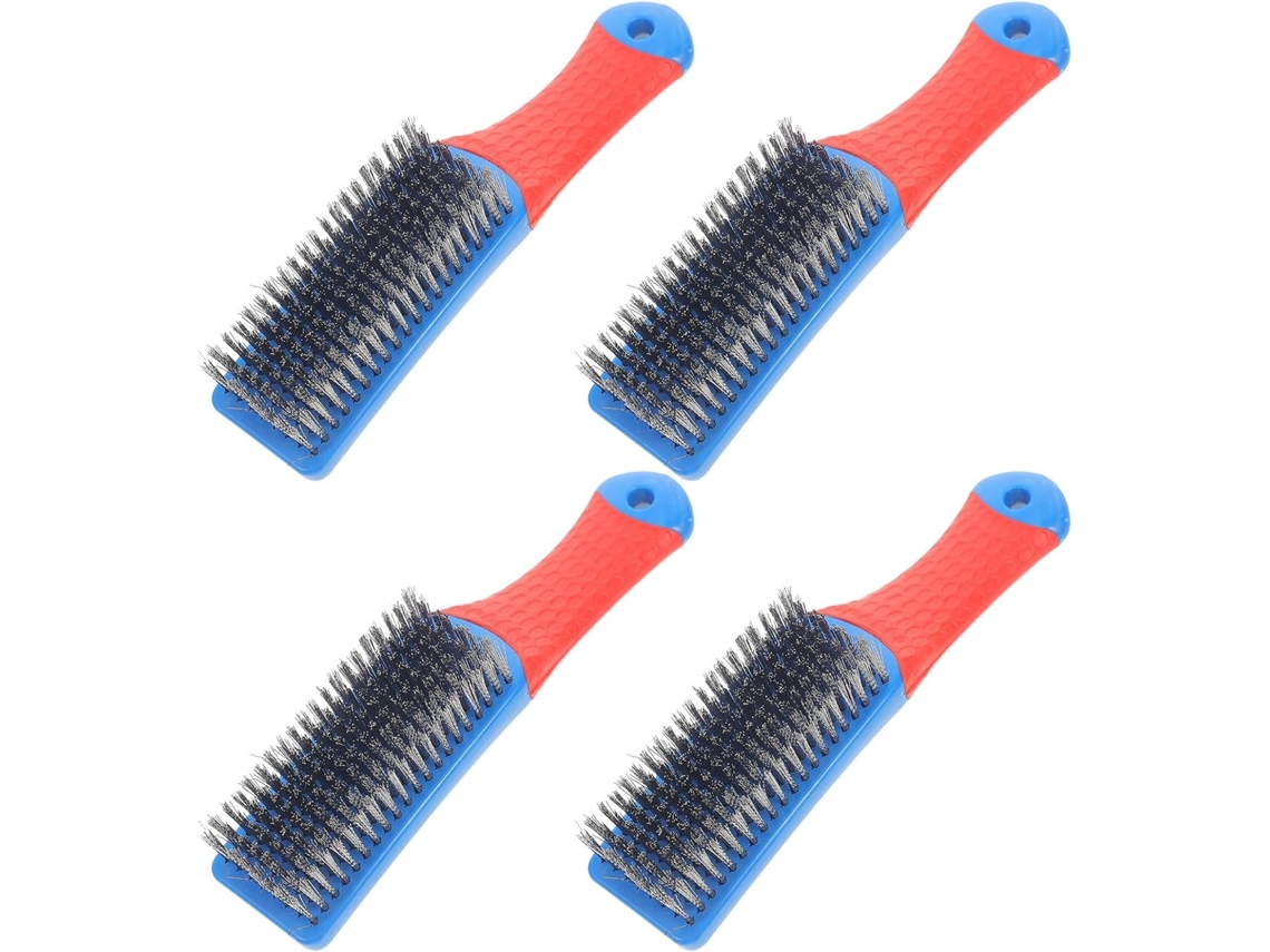 Conjunto De 4 Escovas Beaupretty Com Cabo Ergonômico Silicone, Cerdas Rígidas E Fio De Aço Inoxidável Para Limpeza