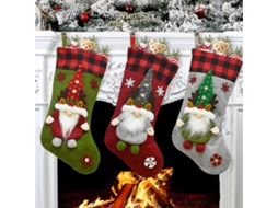 Meias De Natal, Com Barba, Quadrados Vermelhos E Cinzas, Boneco De Neve Sem Rosto, Rudolph Olysi Shop