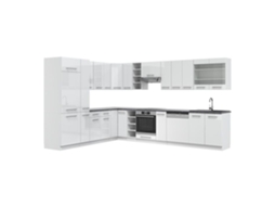 Cozinha de canto Fame-Line, 347 x 257 cm, PT Antracite, branco brilhante/branco VICCO