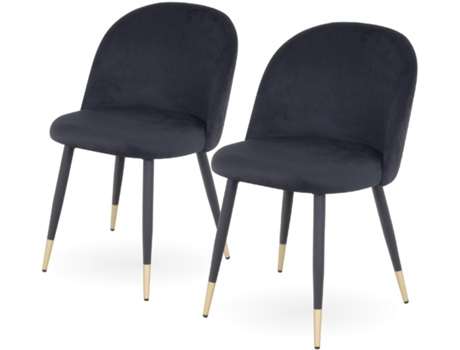 MOG CASA - Conjunto de Cadeiras Bellamy, Veludo Preto, Pés Pretos e Dourados, Elegante e Confortável, Ideal para Sala e Cozinha