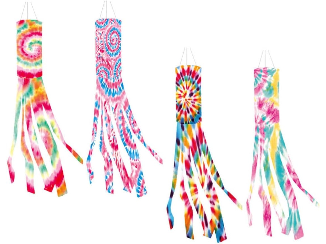 Kit de 4 Cata ventos em Batik, Feitos de Poliéster, Leves e Flexíveis Ao Vento, Ideais para Decoração de Jardins CHABERLU