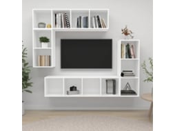 Conjunto Móveis De Tv 4 Pcs Madeira Processada Branco