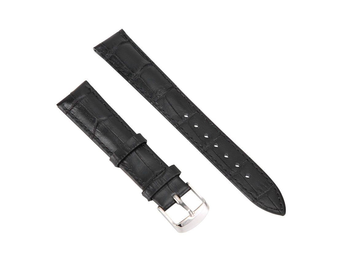 Pulseira de relógio ajustável em couro PU preto, acessório de substituição (20 mm)