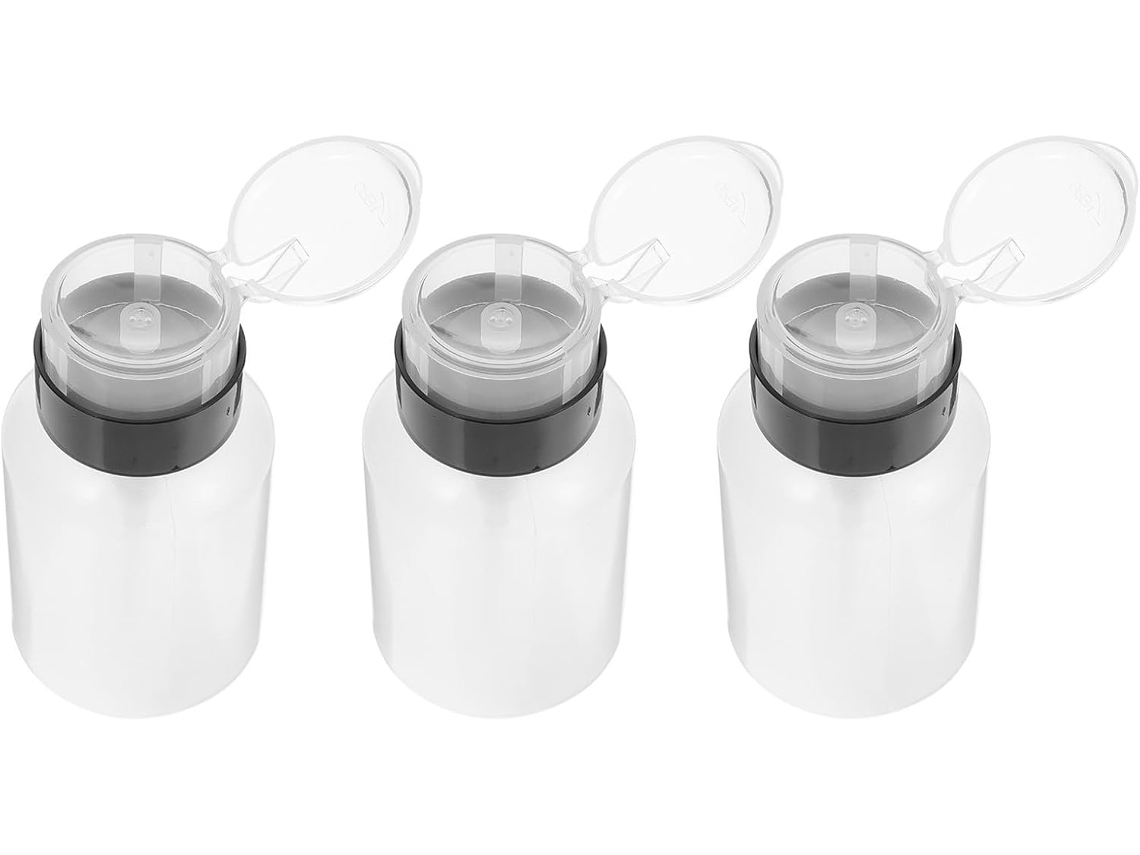 Conjunto De 3 Frascos Para Manicure Em Pp Branco, Portáteis E À Prova