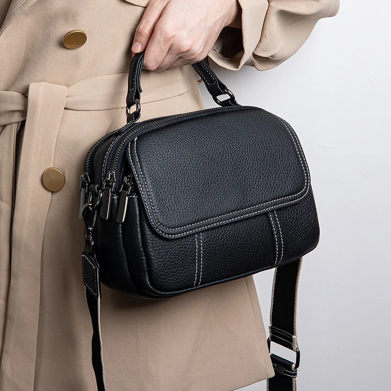 (9279-preto) Bolsa Feminina Em Couro Genuíno, Bolsa De Ombro De Luxo De Grife, Bolsa Feminina De Alta Qualidade.