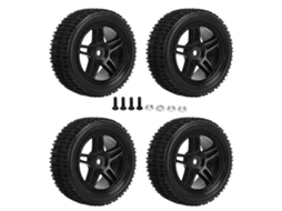 Conjunto De Pneus De Borracha E Rodas 12mm Para Carro Rc 1/16, 4 Peças, Substituição, Acessórios Rc Preto