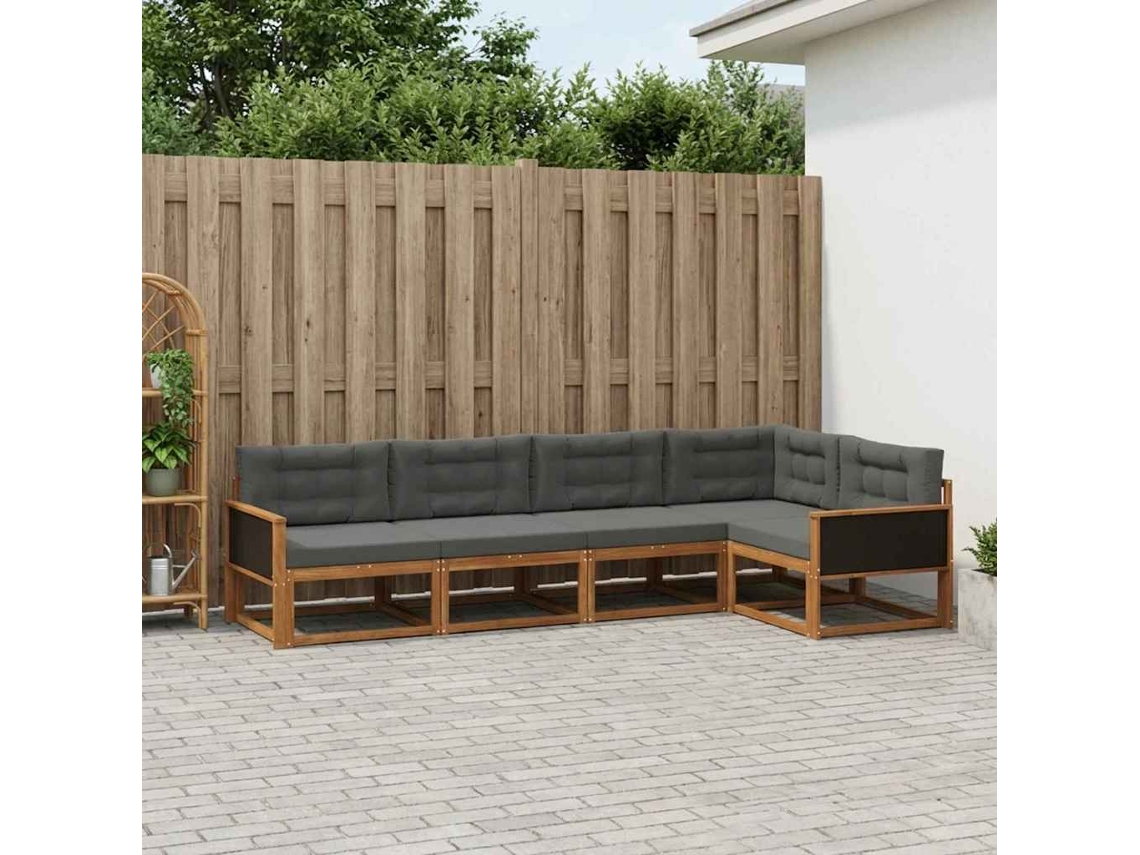 Vidaxl Conjunto De Sofás Para Exterior 5 Pcs Natural E Antracite