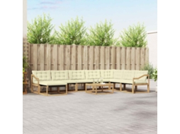 Vidaxl Conjunto De Sofás Para Exterior 9 Pcs Branco E Creme