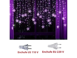 (roxo 220v) Cordão De Luzes De Natal Led De 3,5 Metros Com Flocos De Neve, Folhas, Cortinas E Guirlandas À Prova D'água.