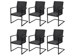 Vidaxl Cadeiras De Jantar Cantilever 6 Pcs Couro Artificial Preto