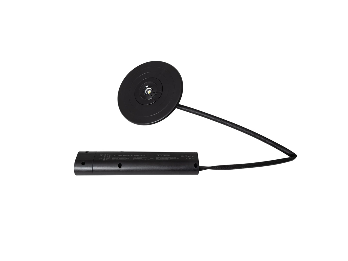 Downlight De Emergência Led 3w Com 3 Horas De Autonomia Preto 130 Mm
