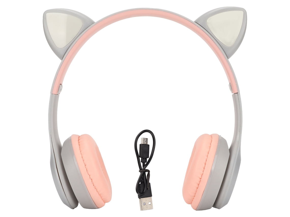 Fone Bluetooth LAXISCREED Orelha de Gato Pasta Led Controle de Som
