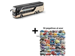 (dourado Com Adesivos) Modelo De Ônibus De Dois Andares Em Escala 1:30, Brinquedo De Metal, Com Efeitos De Som E Luz.
