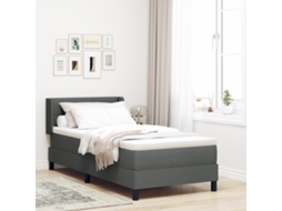 Cama Box Spring Com Colchão Em Cinza Escuro, 100 X 200 Cm, Tecido