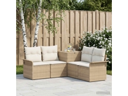 Vidaxl Conjunto De Sofás 5 Unid. Bege E Branco Creme