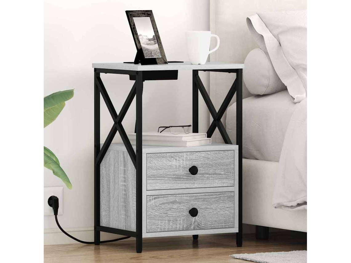 Vidaxl Armário De Cabeceira Cinza Sonoma 40 X 31 X 60 Cm