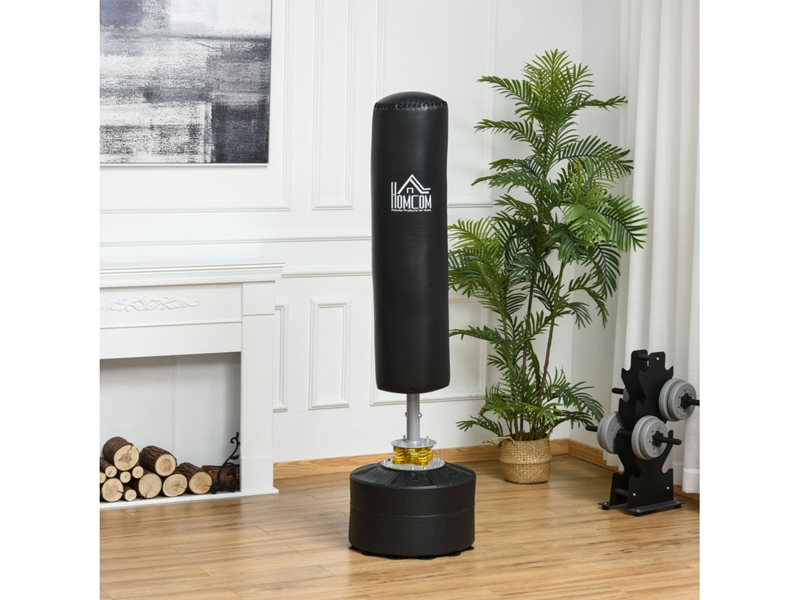 Saco de Boxe Autônomo Preto, Base Enche com Água ou Areia